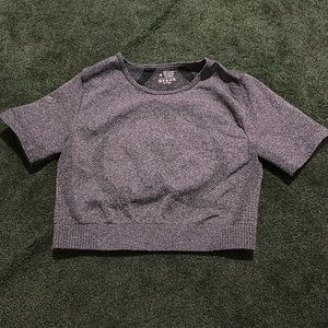 Grey crop top workout shirt